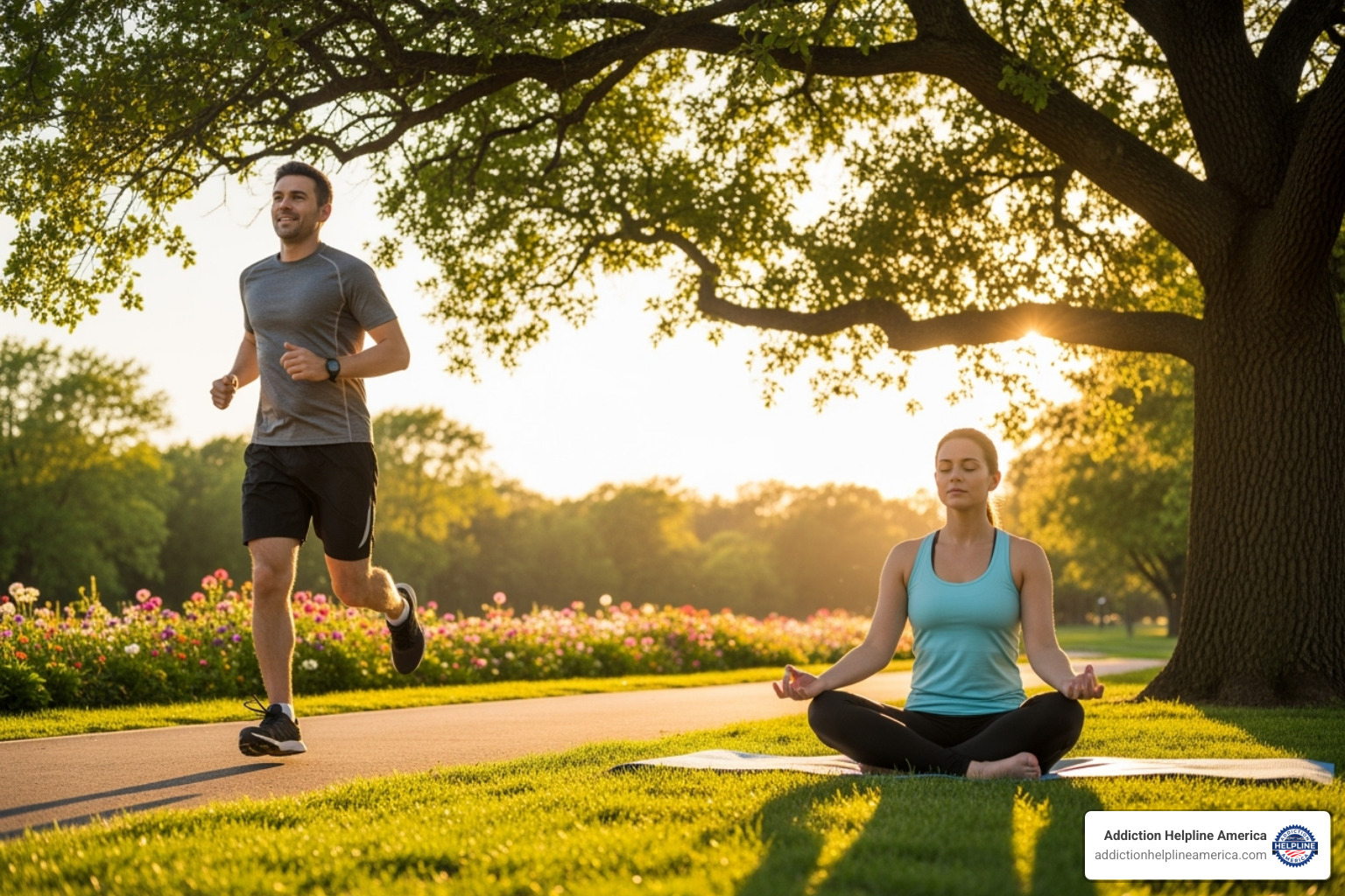 someone exercising and another practicing deep breathing - nicotine withdrawal symptoms