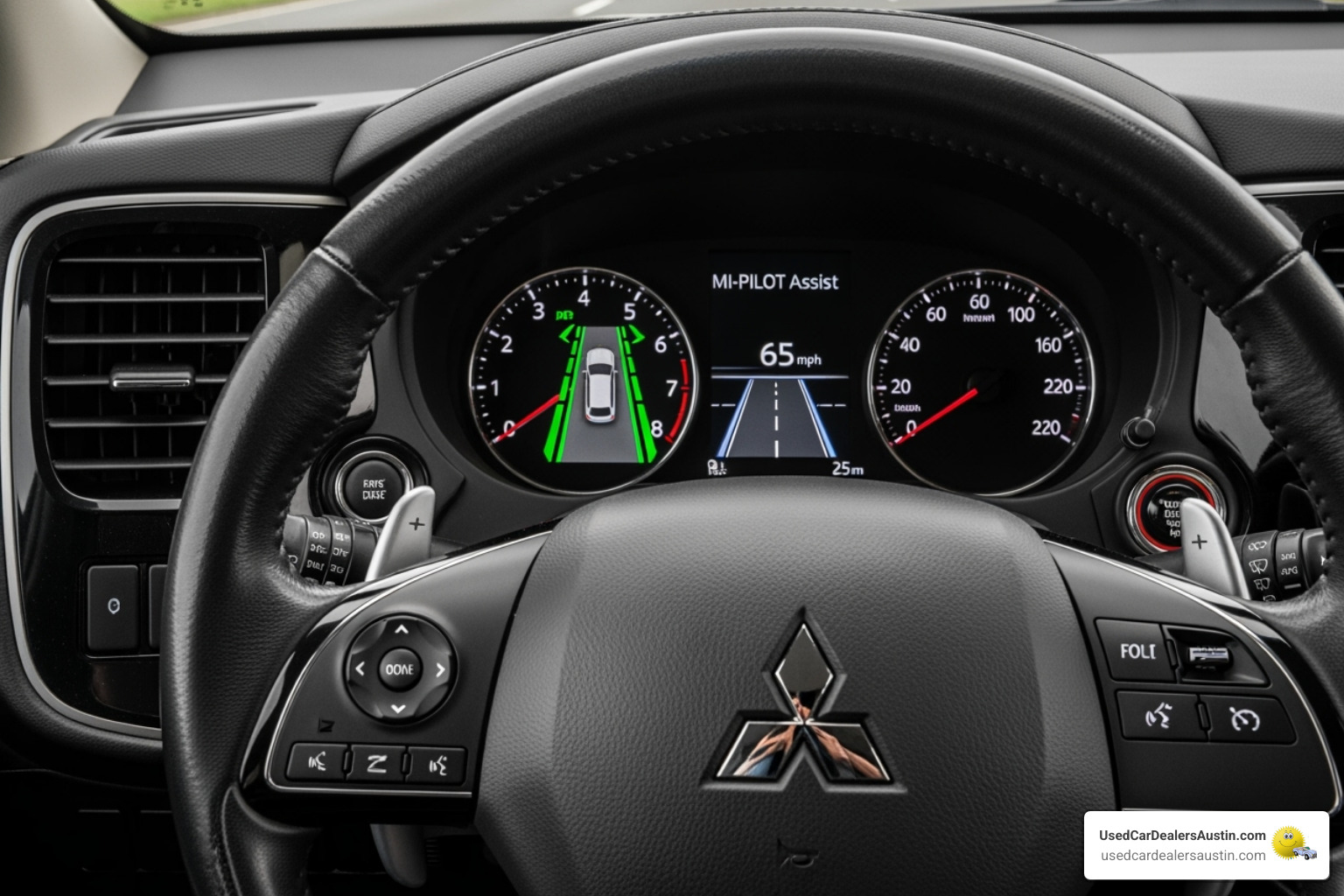Mitsubishi Outlander dashboard showing MI-PILOT Assist in action - mitsubishi outlander 7 seater for sale