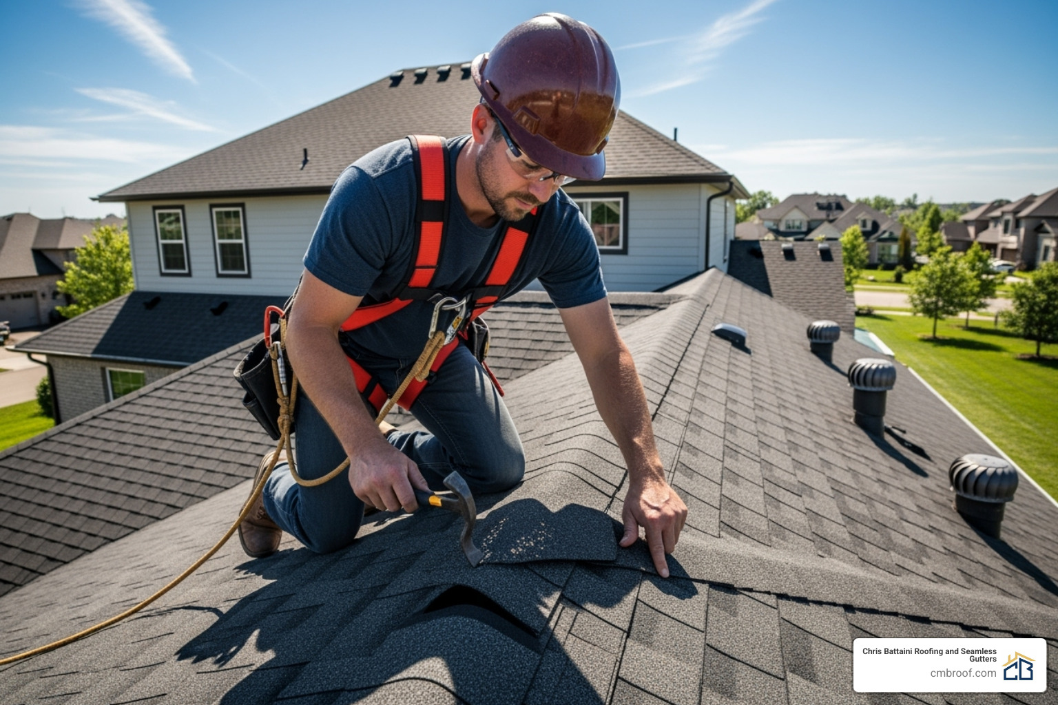 Roofer performing a professional roof inspection - Asphalt Shingle Roofing