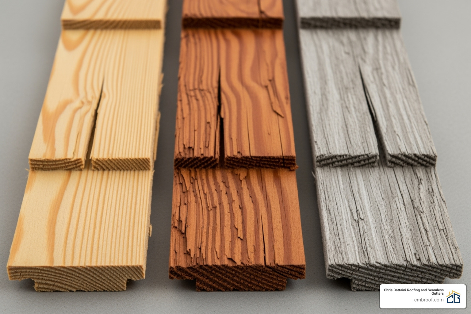 close-up samples of Alaskan Yellow Cedar and other cedar shingles for visual comparison - alaska yellow cedar shingles