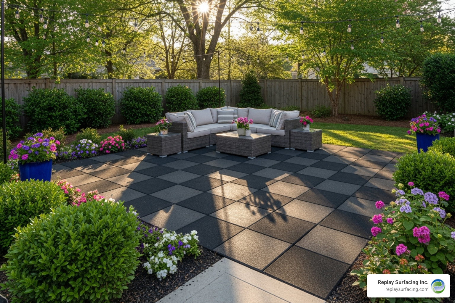 finished residential project in Charlotte NC with rubber tiles - recycled rubber garden tiles finished residential project in Charlotte NC with rubber tiles - recycled rubber garden tiles