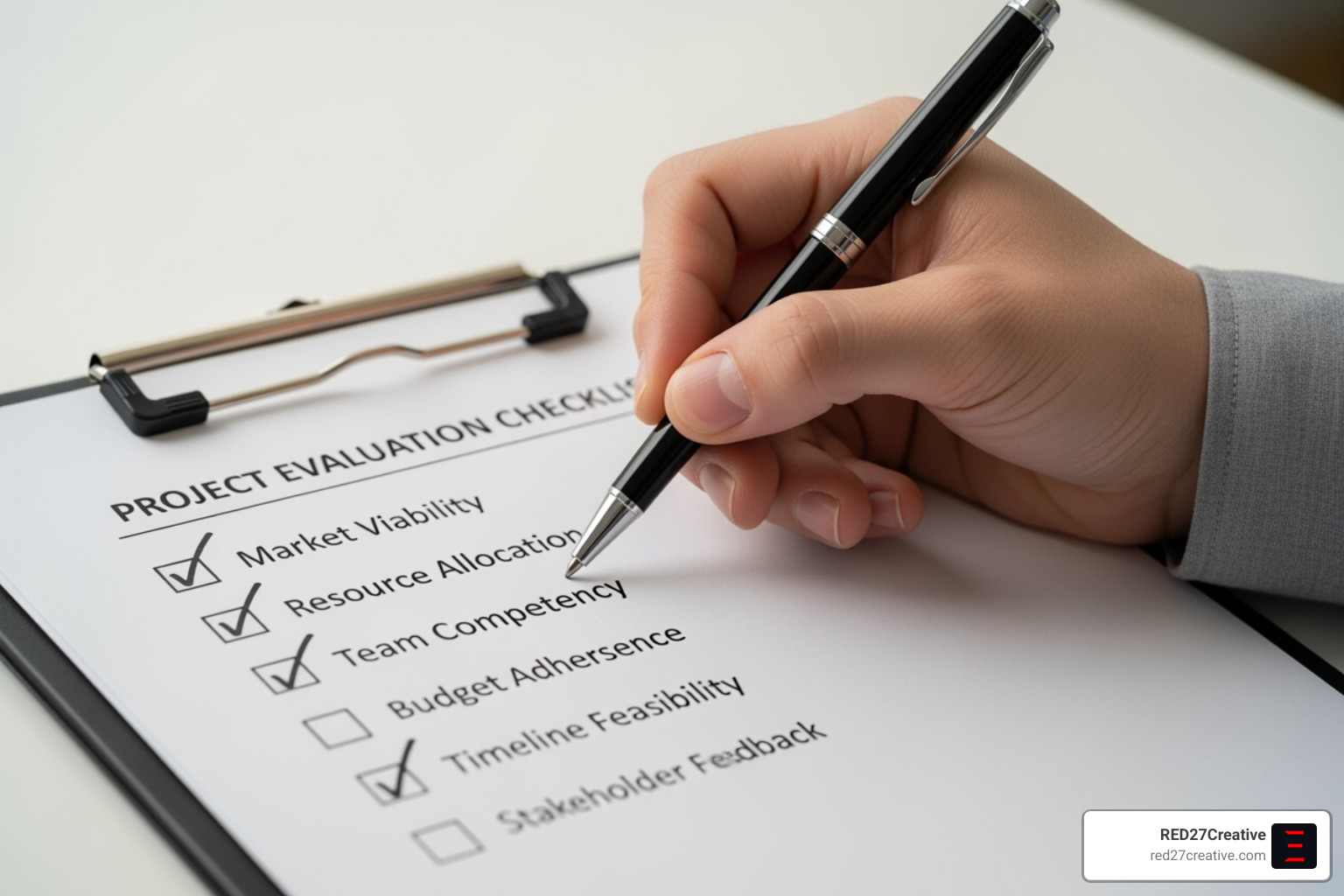 A person evaluating options on a checklist, symbolizing the process of choosing a consulting partner - software consulting companies A person evaluating options on a checklist, symbolizing the process of choosing a consulting partner - software consulting companies