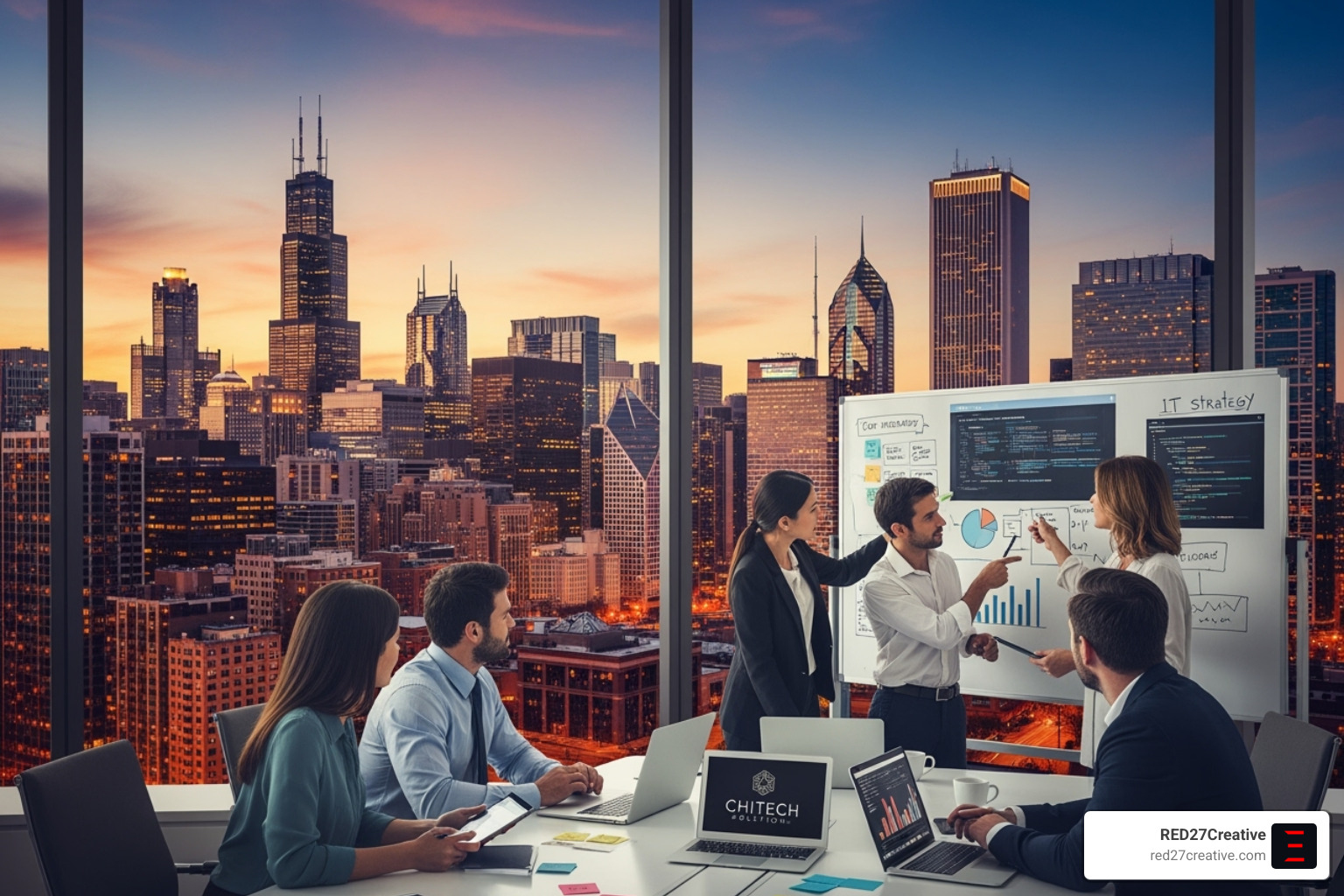 Image of a modern dashboard displaying various business analytics and data visualizations - IT Consulting Firms Chicago Image of a modern dashboard displaying various business analytics and data visualizations - IT Consulting Firms Chicago