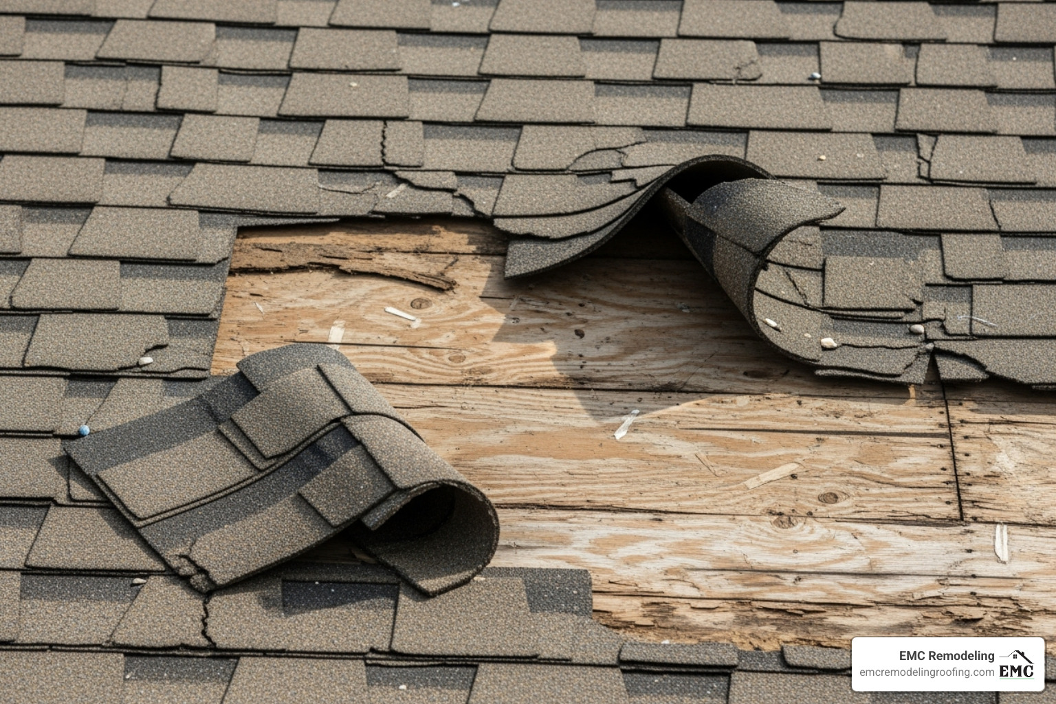 damaged shingles - roof leak detection