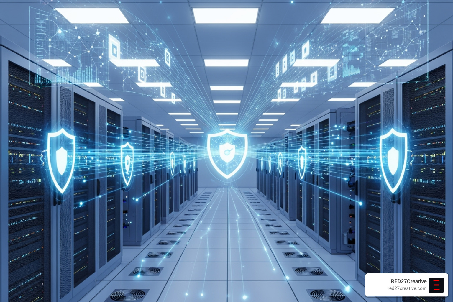 Cloud server infrastructure diagram with security shields and performance graphs, illustrating robust hosting for enterprise WordPress. - Enterprise WordPress solutions Cloud server infrastructure diagram with security shields and performance graphs, illustrating robust hosting for enterprise WordPress. - Enterprise WordPress solutions