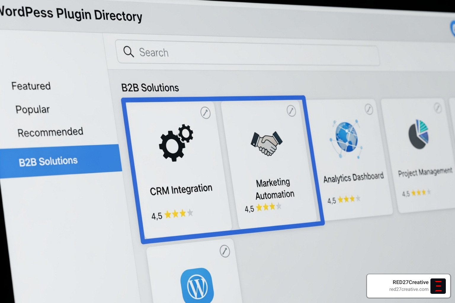 WordPress plugin directory with B2B-focused plugins highlighted - WordPress B2B website WordPress plugin directory with B2B-focused plugins highlighted - WordPress B2B website