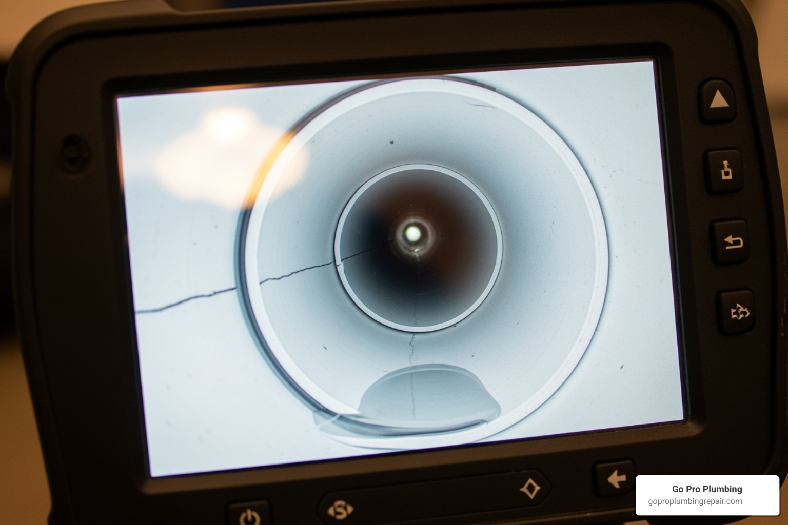 a video camera inspection screen showing a clear pipe interior - plumber Northern California a video camera inspection screen showing a clear pipe interior - plumber Northern California