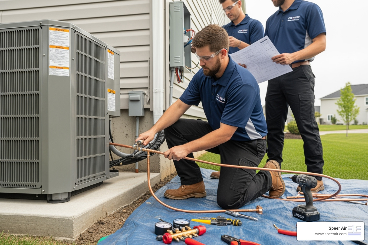 certified technicians installing outdoor condenser unit - hvac system installation northern nj certified technicians installing outdoor condenser unit - hvac system installation northern nj