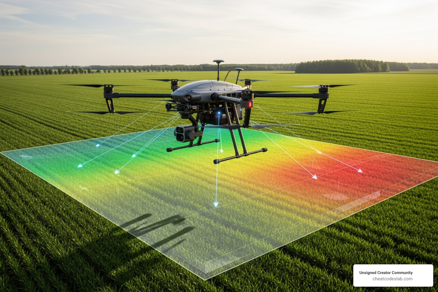 drone scanning a field to create a health map - AI tools for agriculture drone scanning a field to create a health map - AI tools for agriculture