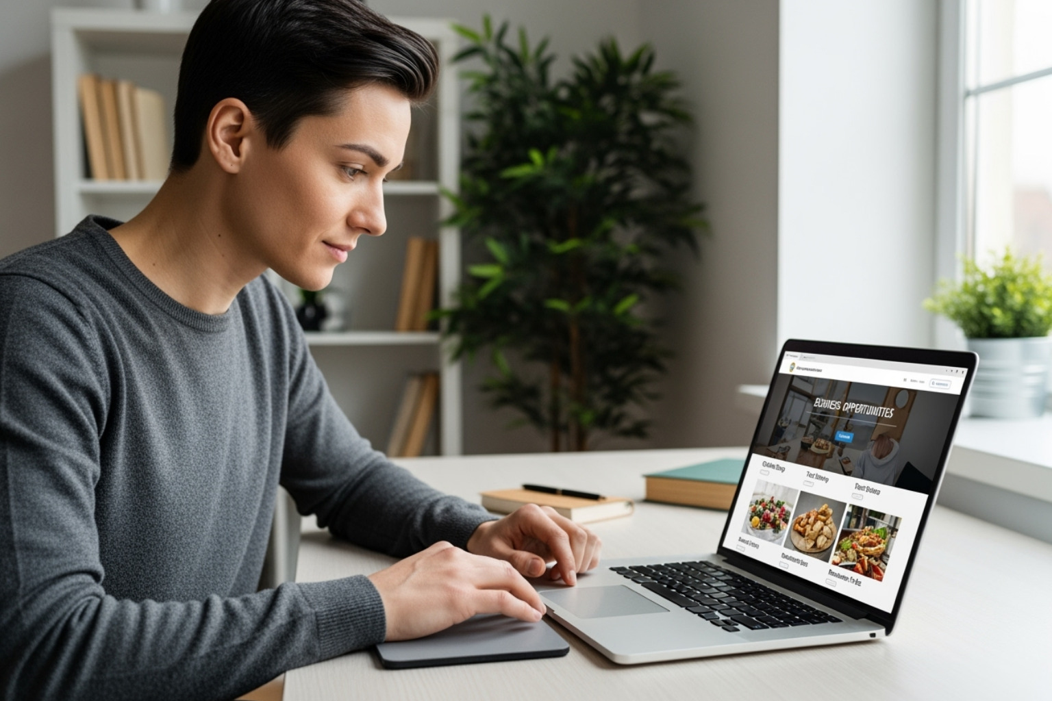 a person using a laptop to research different franchise brands online - franchise selection process