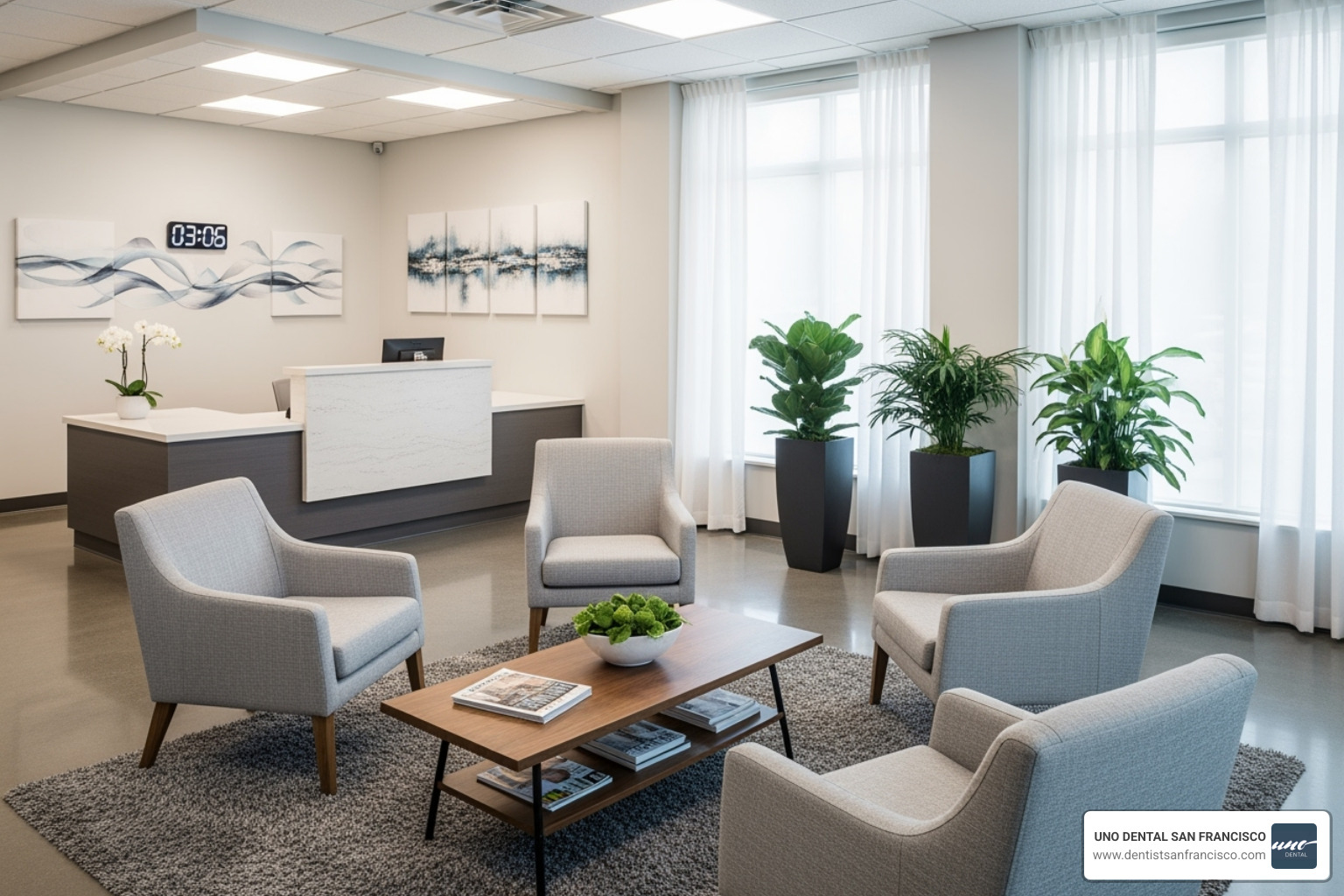 modern dental office reception area - SF emergency dentist modern dental office reception area - SF emergency dentist
