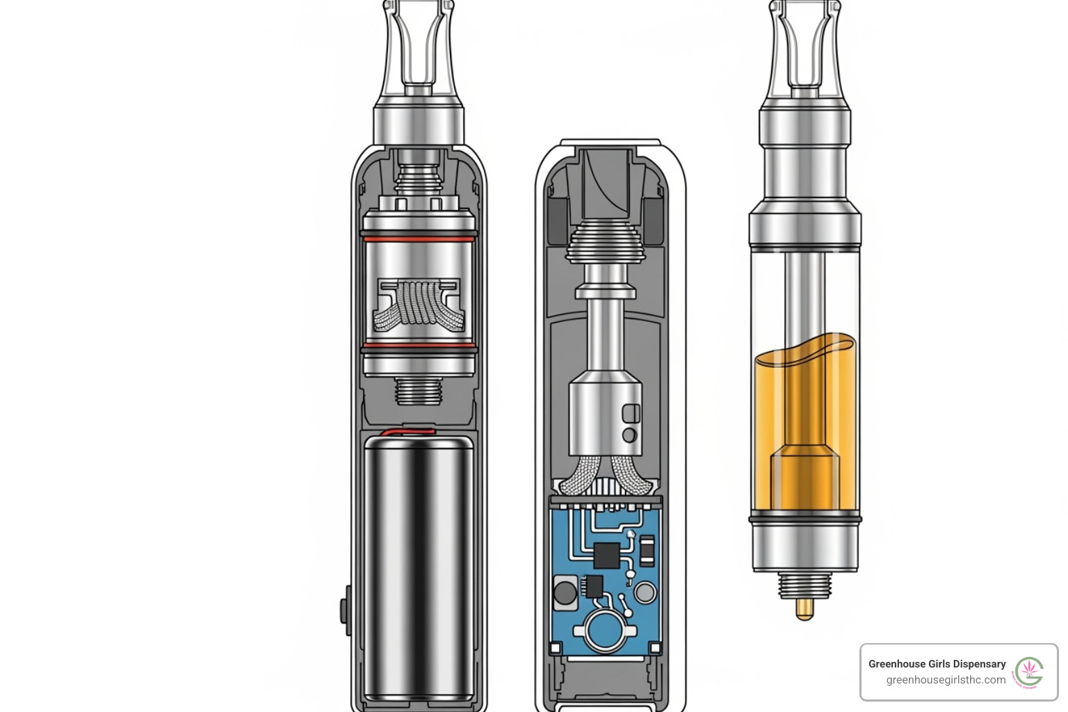 diagram showing the parts of a vape pen and cartridge - thc carts diagram showing the parts of a vape pen and cartridge - thc carts