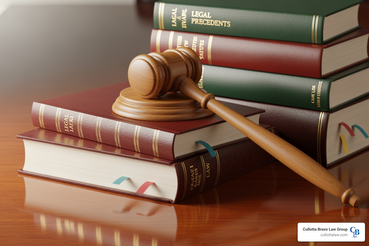 A gavel and law books on a wooden table, symbolizing the legal process - car accident lawyer joliet il