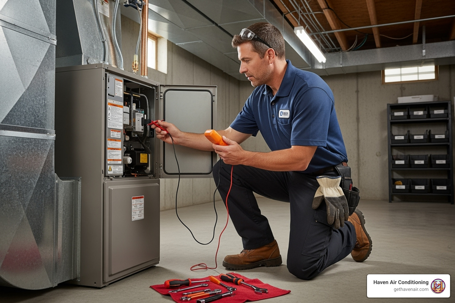 technician performing a heating system tune-up - heating repair riverside ca technician performing a heating system tune-up - heating repair riverside ca