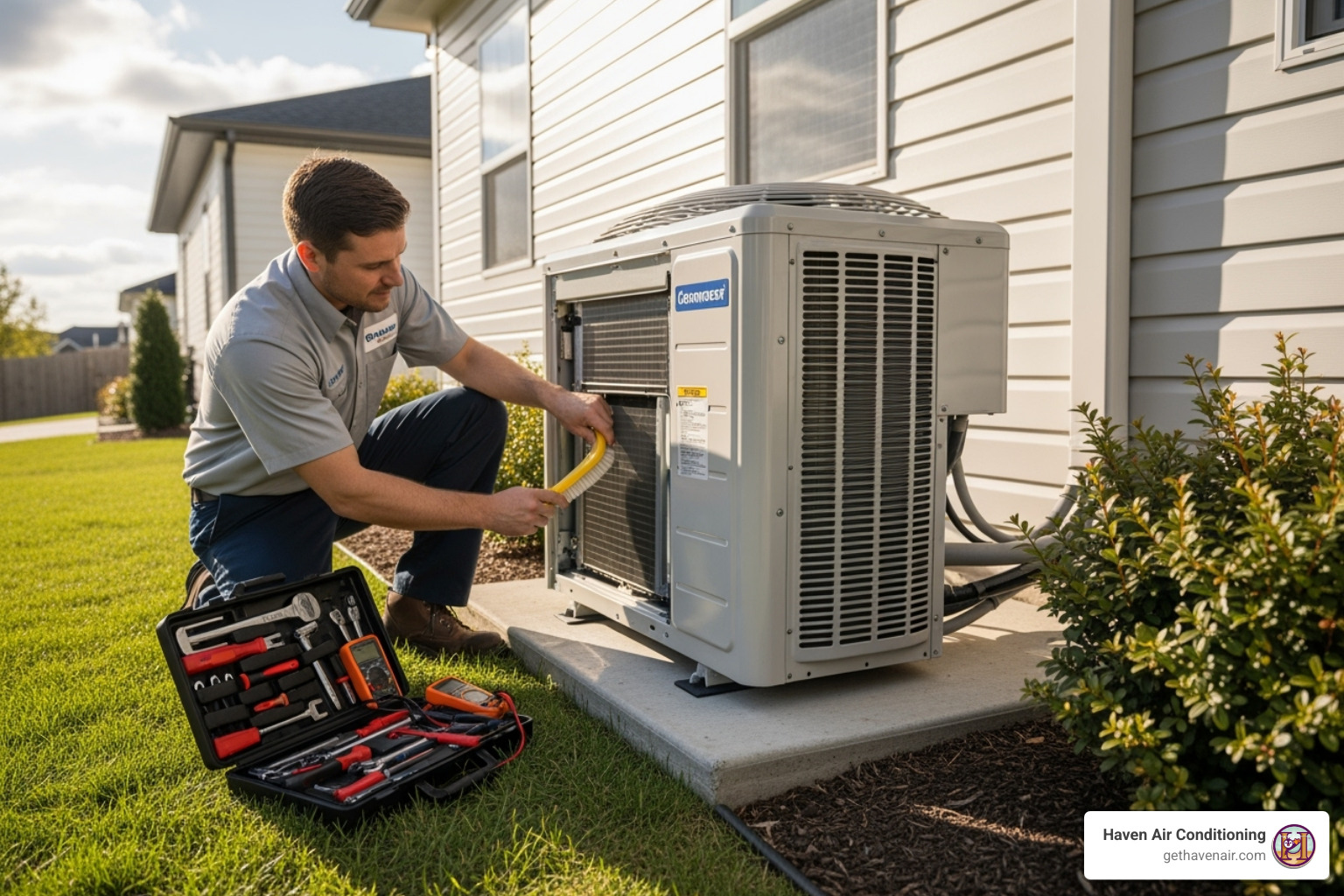 certified technician performing a seasonal tune-up on an air conditioner - hvac repair laguna beach certified technician performing a seasonal tune-up on an air conditioner - hvac repair laguna beach