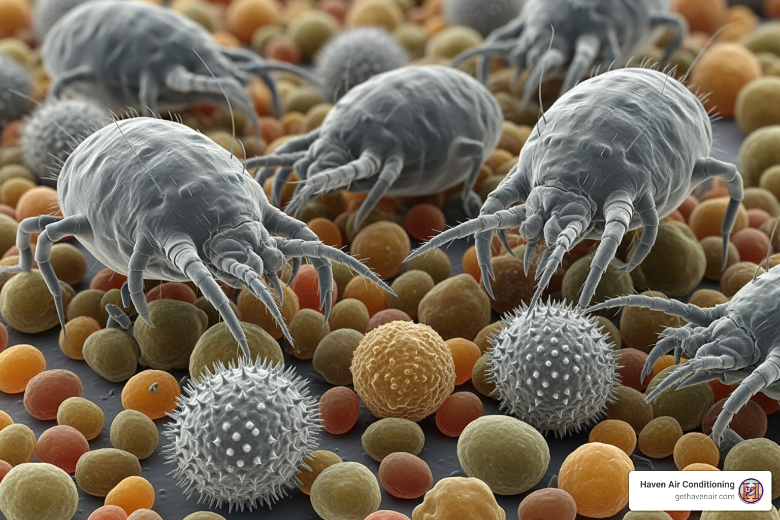 microscopic view of dust mites and pollen - better indoor air quality