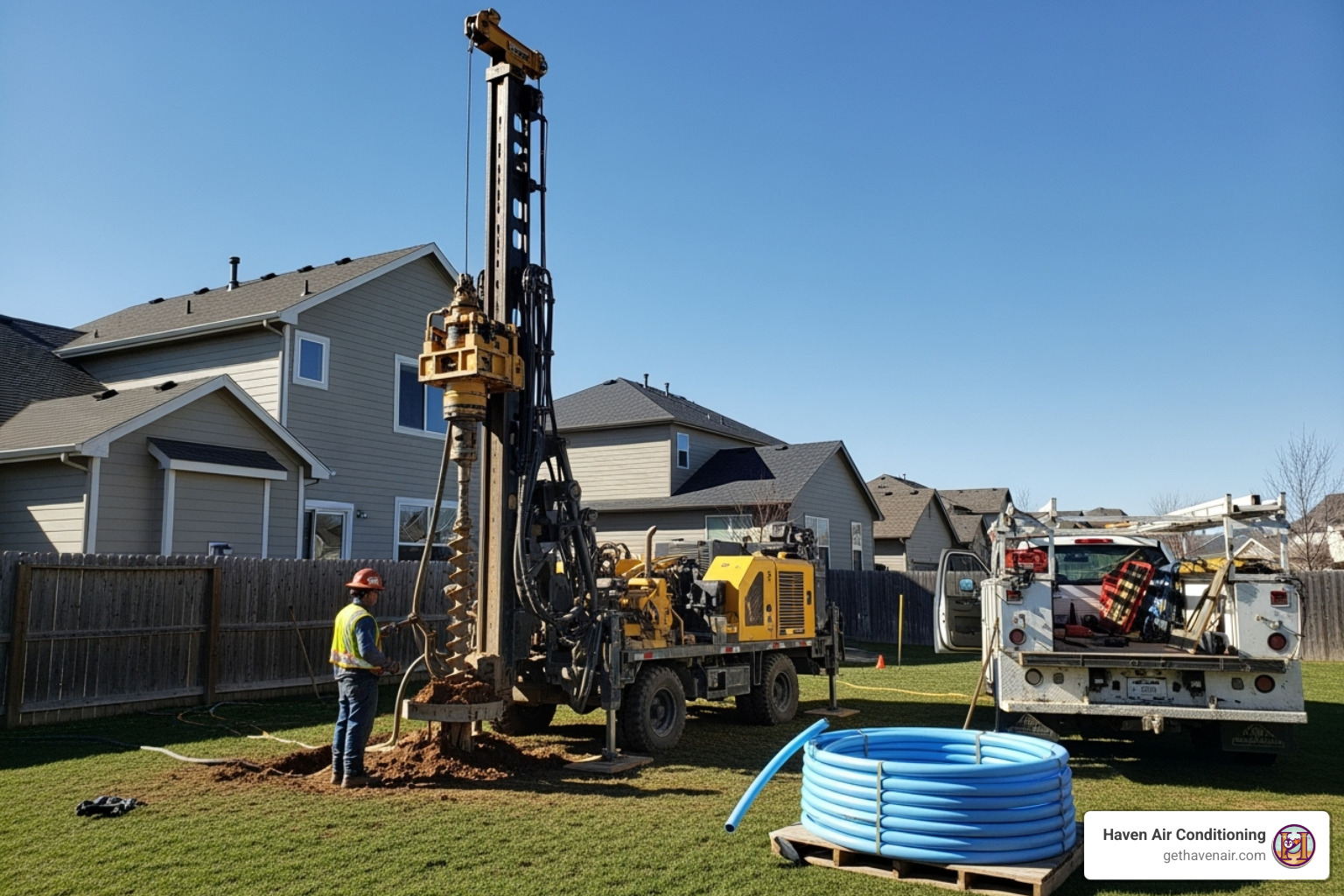 A drilling rig for a vertical loop installation - geothermal ac cost A drilling rig for a vertical loop installation - geothermal ac cost