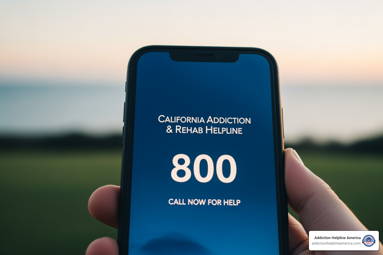 A smartphone screen displaying a list of helpline contacts with various numbers and descriptions. - addiction and rehab hotlines/california numbers