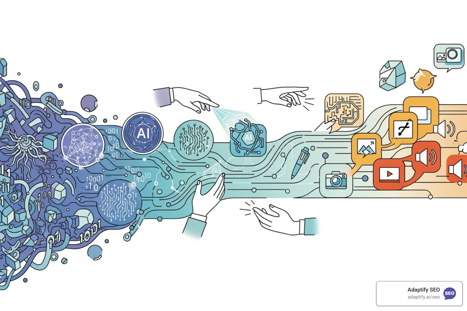 Workflow diagram showing the stages of AI-assisted content creation - how can ai tools assist in content creation for seo