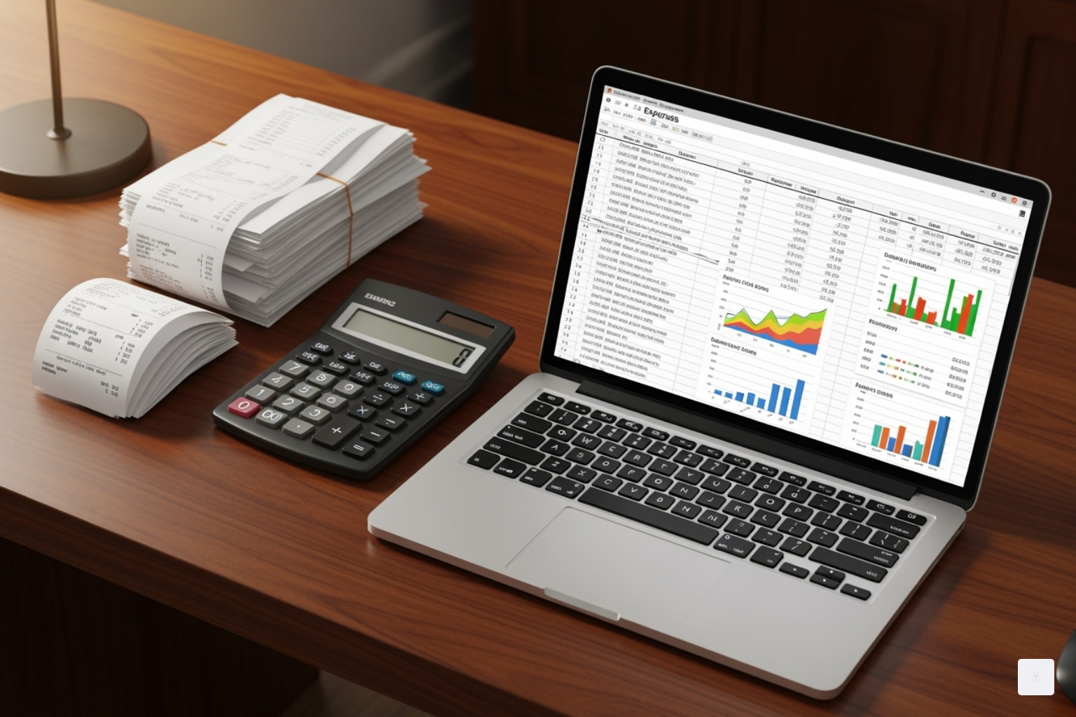 Organized receipts and a spreadsheet for expense tracking - irs compliance for freelancers