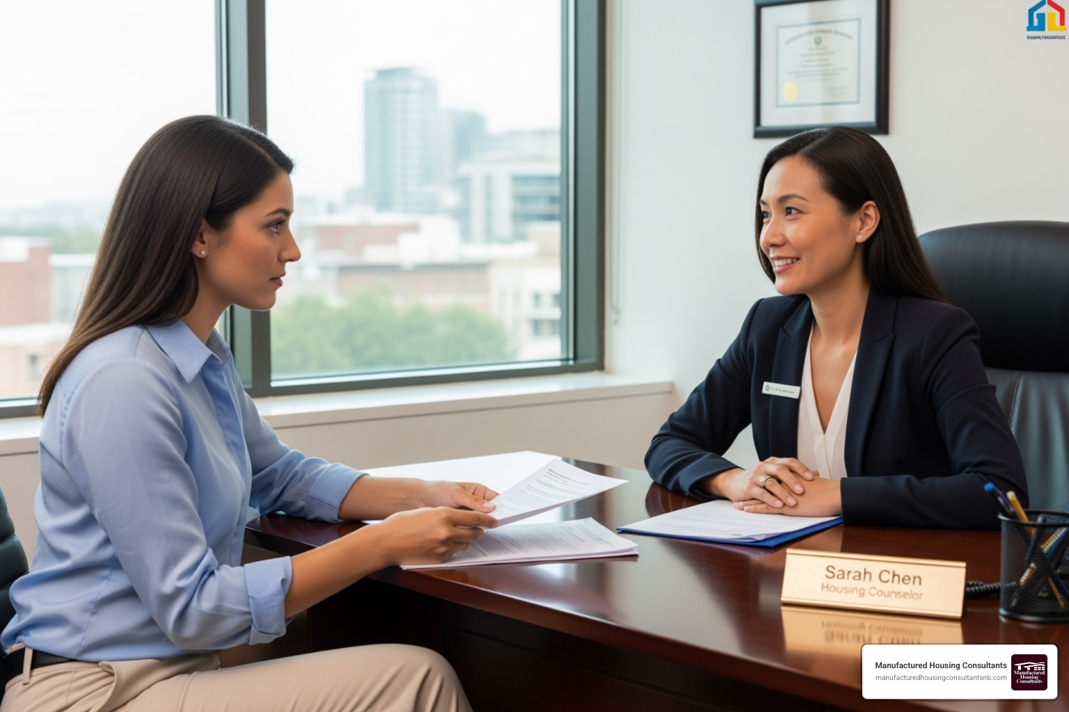 person speaking with housing counselor - manufactured home foreclosures