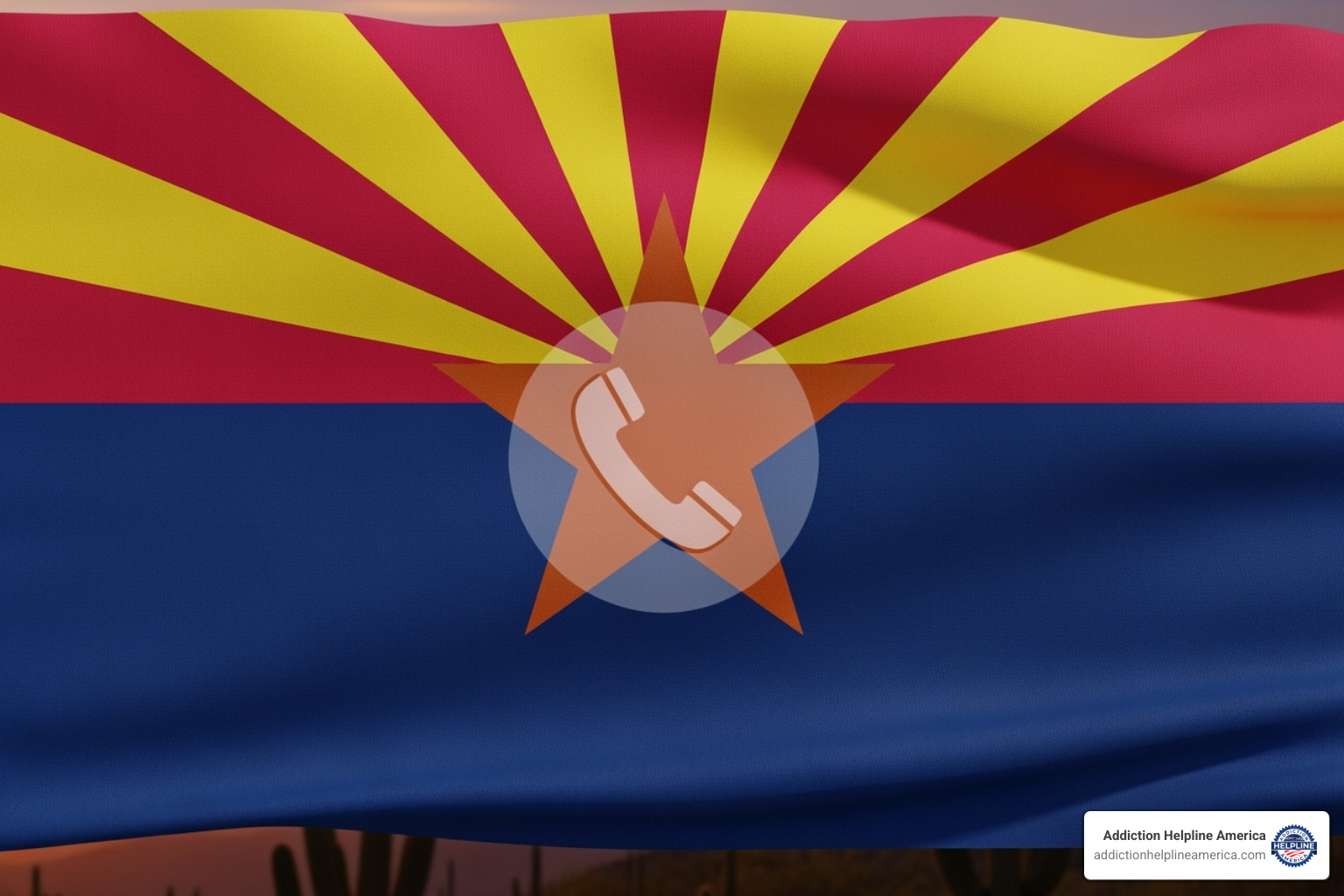 Arizona state flag with a phone icon symbolizing local hotlines - addiction and rehab hotlines/arizona numbers Arizona state flag with a phone icon symbolizing local hotlines - addiction and rehab hotlines/arizona numbers