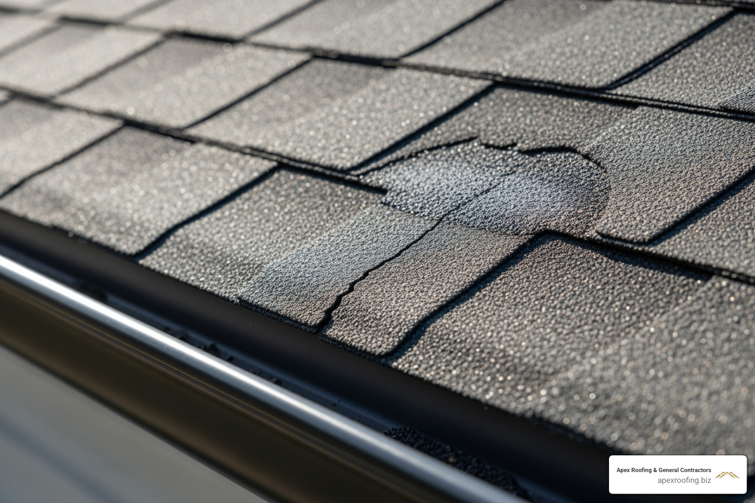 subtle roof issue like a cracked shingle or missing granules in a gutter - roofing inspection company subtle roof issue like a cracked shingle or missing granules in a gutter - roofing inspection company