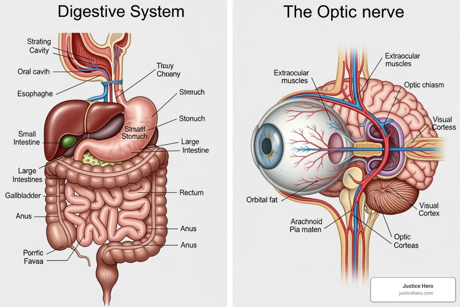 diagram comparing digestive system and optic nerve - ozempic lawsuit