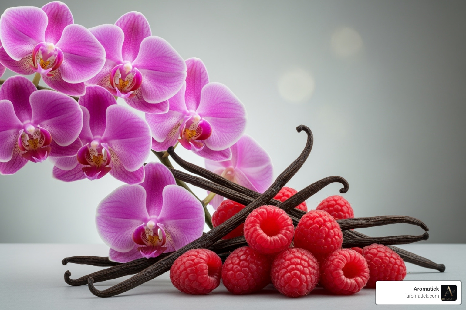 Orchids, raspberries, and vanilla beans representing the key notes of Perry Ellis 18 Orchid - perry ellis 18 orchid Orchids, raspberries, and vanilla beans representing the key notes of Perry Ellis 18 Orchid - perry ellis 18 orchid