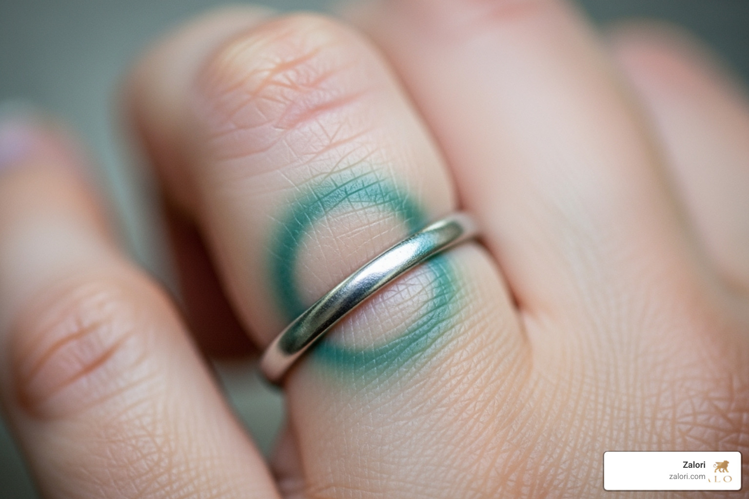 person's finger with green stain from ring - hypoallergenic metals for jewelry person's finger with green stain from ring - hypoallergenic metals for jewelry