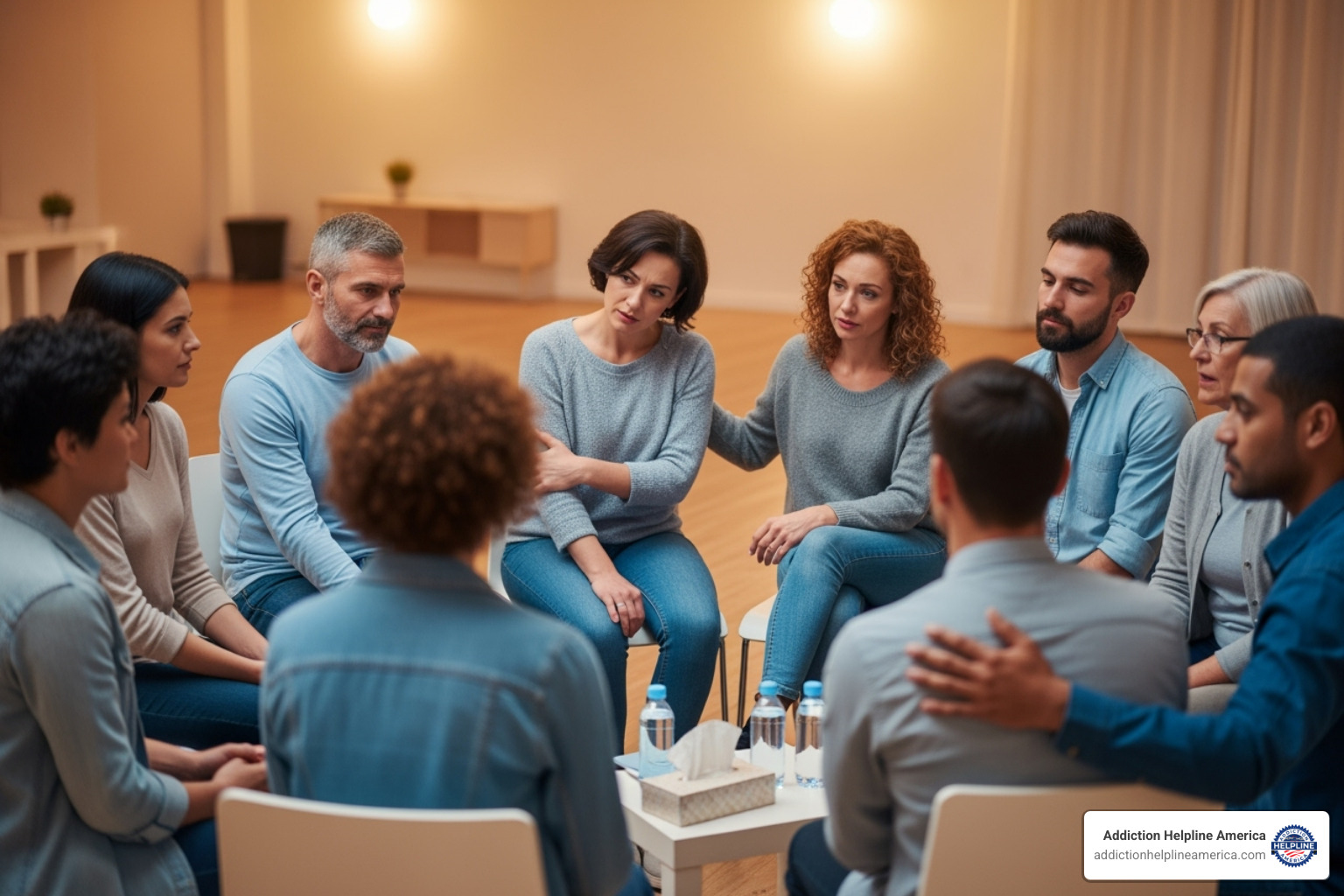 of a diverse group of people in a supportive group setting - addiction and rehab hotlines colorado numbers of a diverse group of people in a supportive group setting - addiction and rehab hotlines colorado numbers