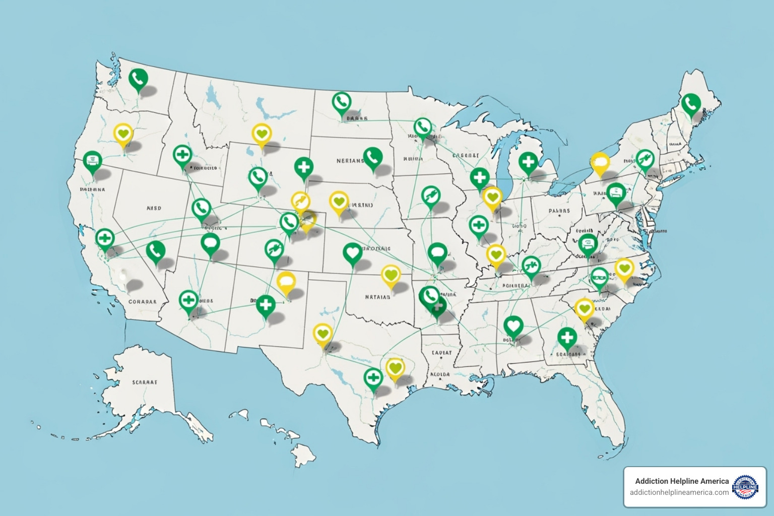 of a map of the United States with call-out icons representing helplines - addiction and rehab hotlines colorado numbers of a map of the United States with call-out icons representing helplines - addiction and rehab hotlines colorado numbers