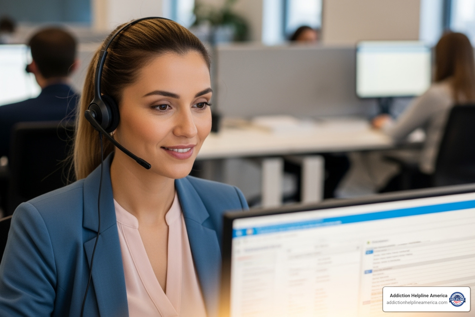 A compassionate helpline operator with a headset - addiction and rehab hotlines connecticut numbers A compassionate helpline operator with a headset - addiction and rehab hotlines connecticut numbers