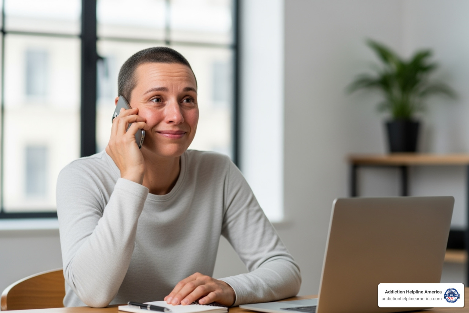 Person on the phone, looking relieved - Alcohol treatment Costa Mesa Person on the phone, looking relieved - Alcohol treatment Costa Mesa