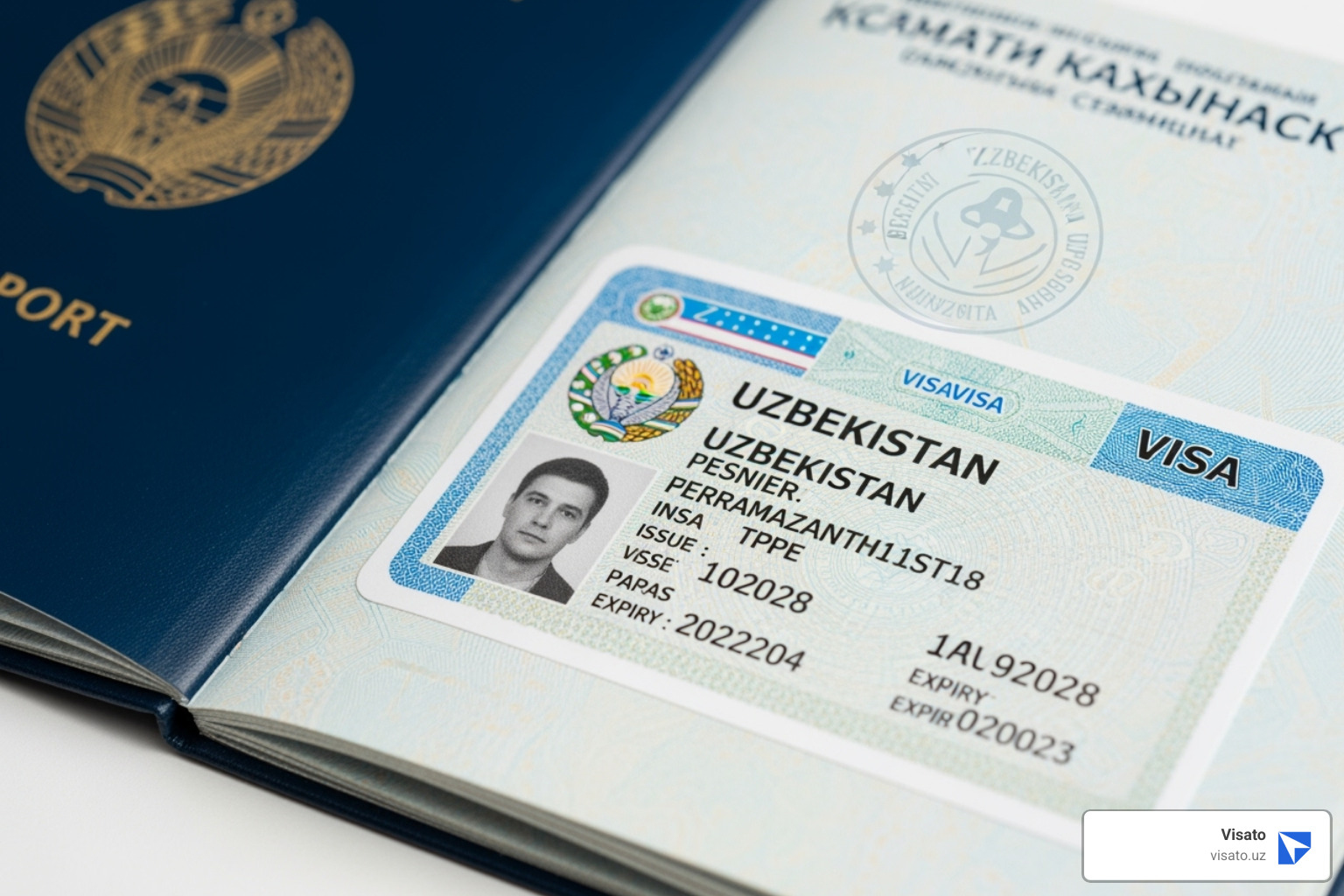 Passport page with an Uzbekistan sticker visa - uzbekistan visa cost