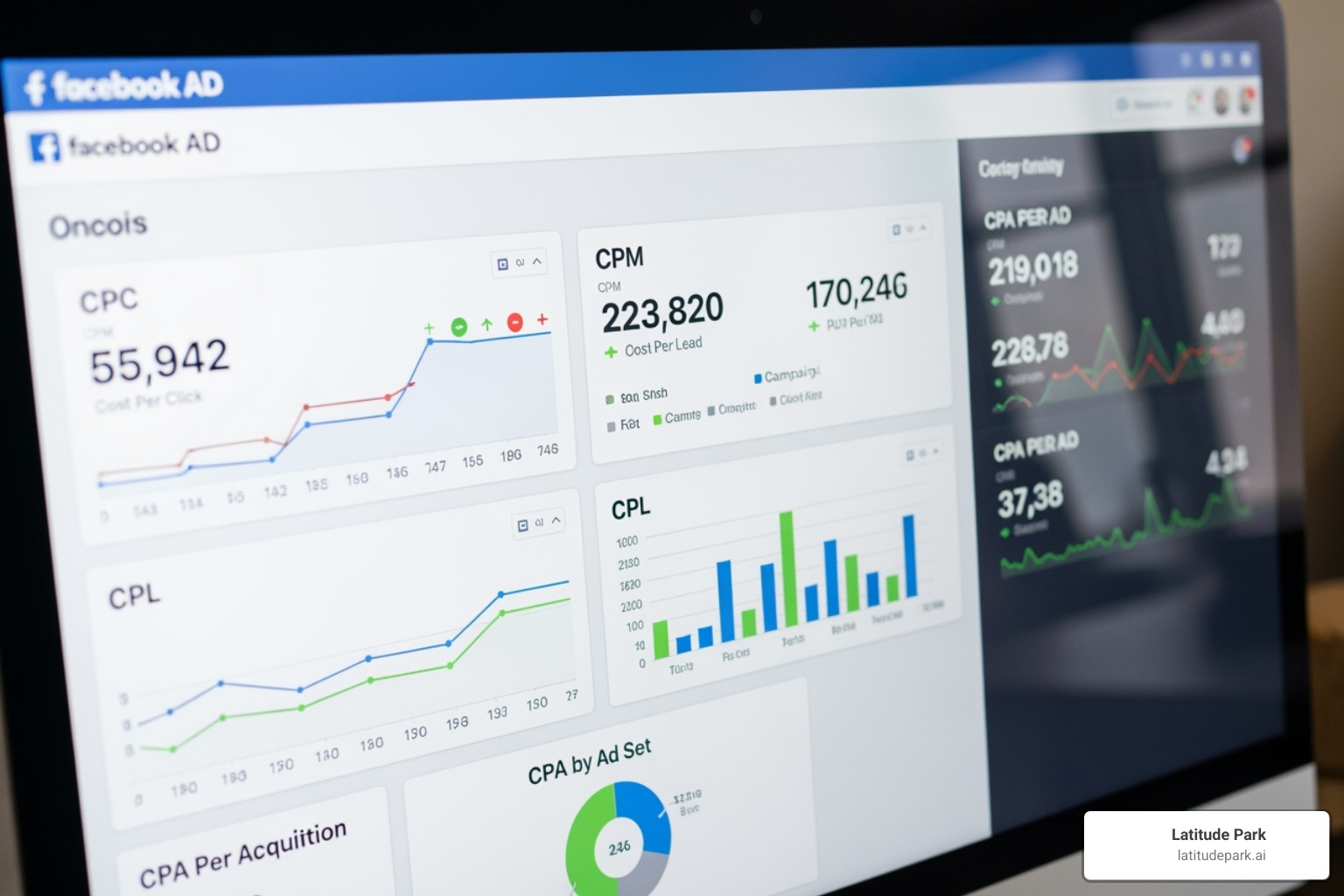 dashboard showing facebook ad metrics - how much do facebook ads cost