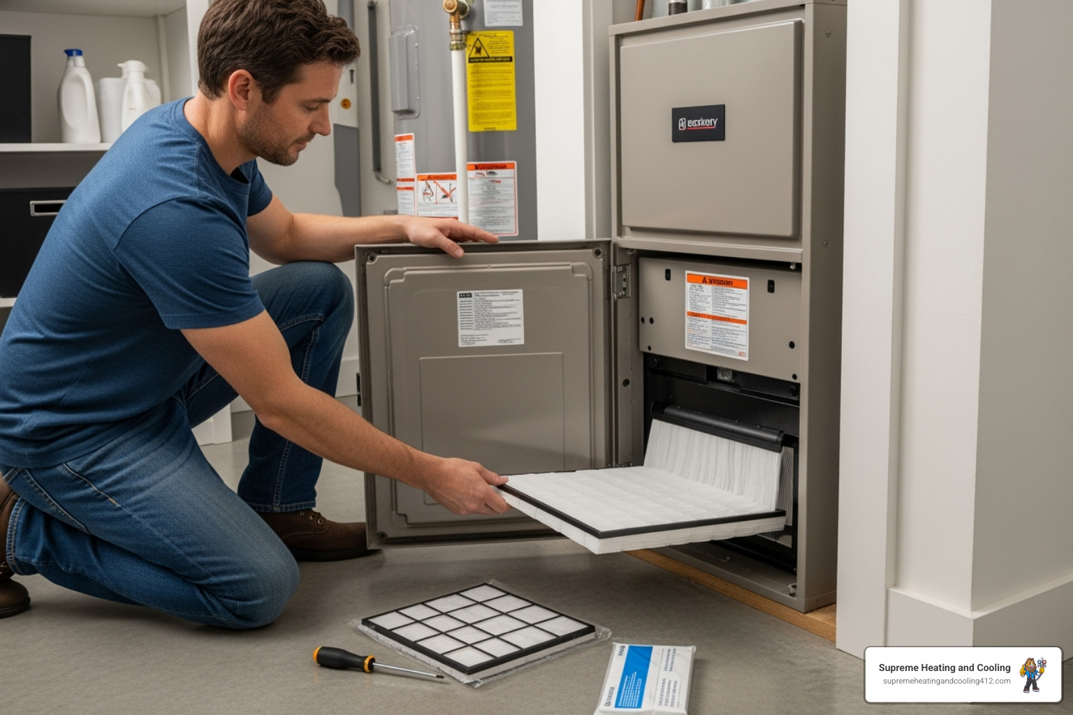 homeowner changing a clean air filter - heat pump blowing cold air in penn hills, pa homeowner changing a clean air filter - heat pump blowing cold air in penn hills, pa