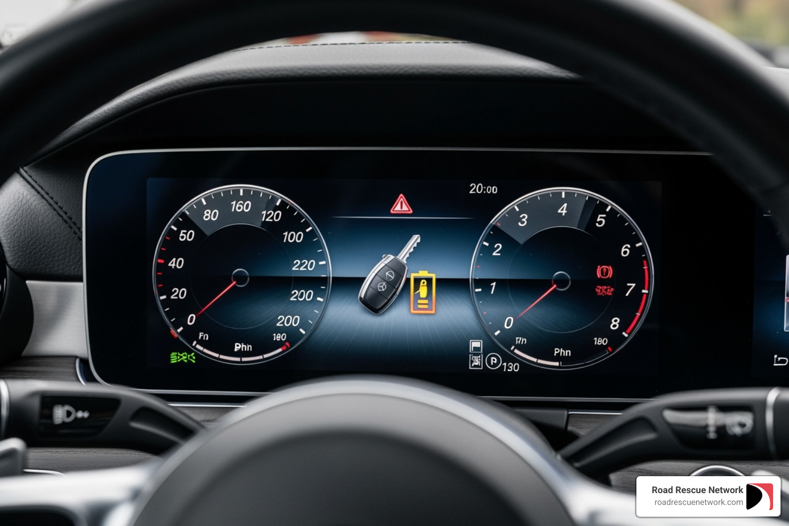 Mercedes-Benz dashboard displaying the "Change Key Battery" warning message - change battery in mercedes key