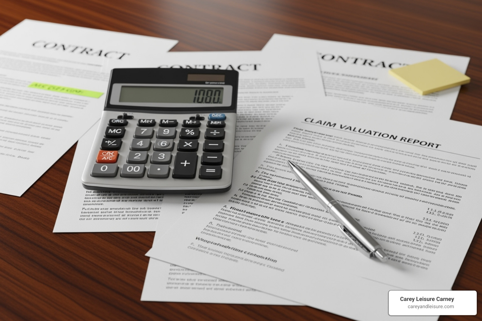 Calculator and legal documents, symbolizing claim valuation - wrongful death attorney Florida