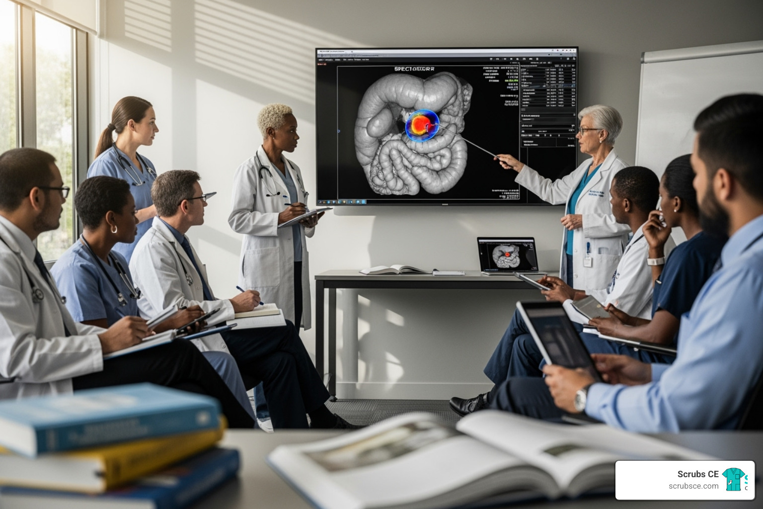 A professional proudly holding a CE certificate with a satisfied smile - nuclear medicine continuing education A professional proudly holding a CE certificate with a satisfied smile - nuclear medicine continuing education