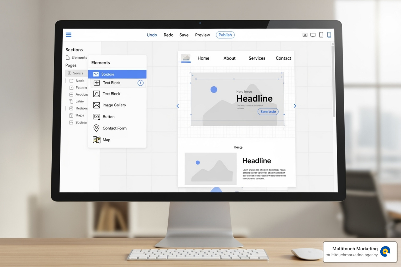 Image of a clean, intuitive website builder interface - Responsive website creator Image of a clean, intuitive website builder interface - Responsive website creator