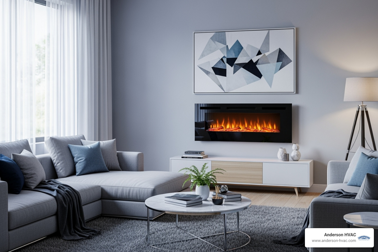A sleek, wall-mounted electric fireplace - fireplaces installation in brigham city, ut A sleek, wall-mounted electric fireplace - fireplaces installation in brigham city, ut