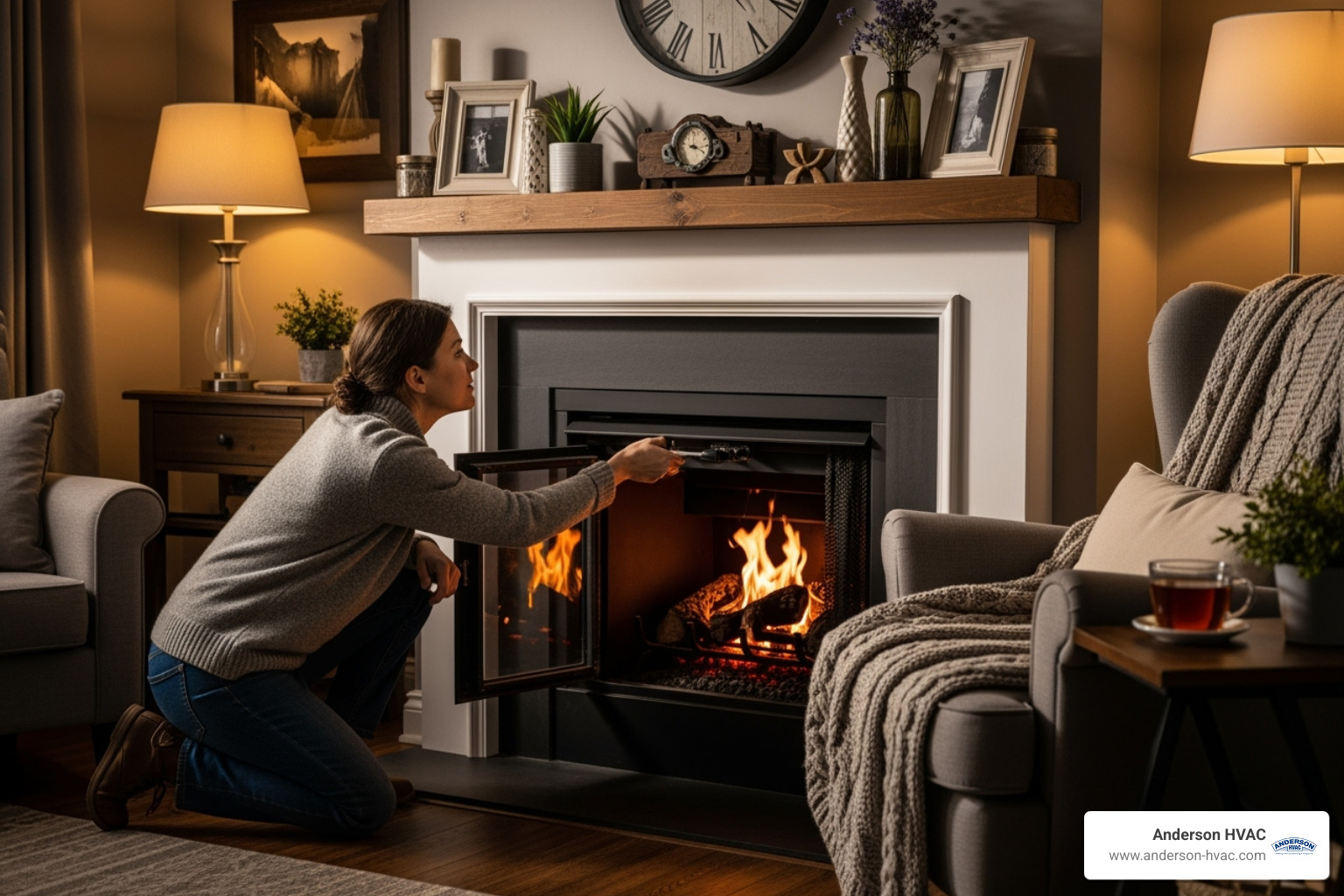 homeowner checking fireplace damper - 24 hour fireplaces service in kaysville, ut homeowner checking fireplace damper - 24 hour fireplaces service in kaysville, ut