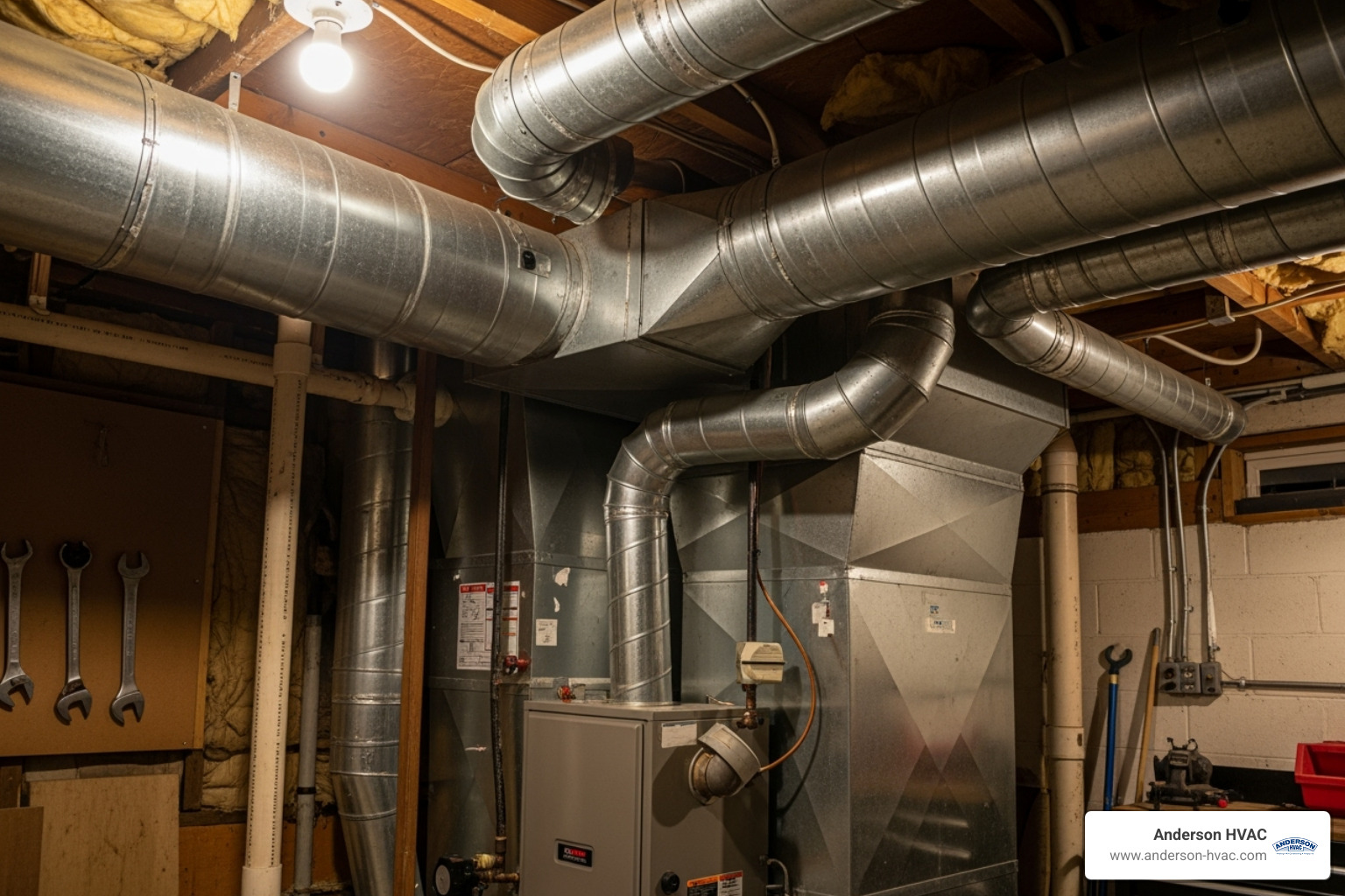 furnace ductwork with arrows pointing to potential noise sources - heating making noise in kaysville, ut