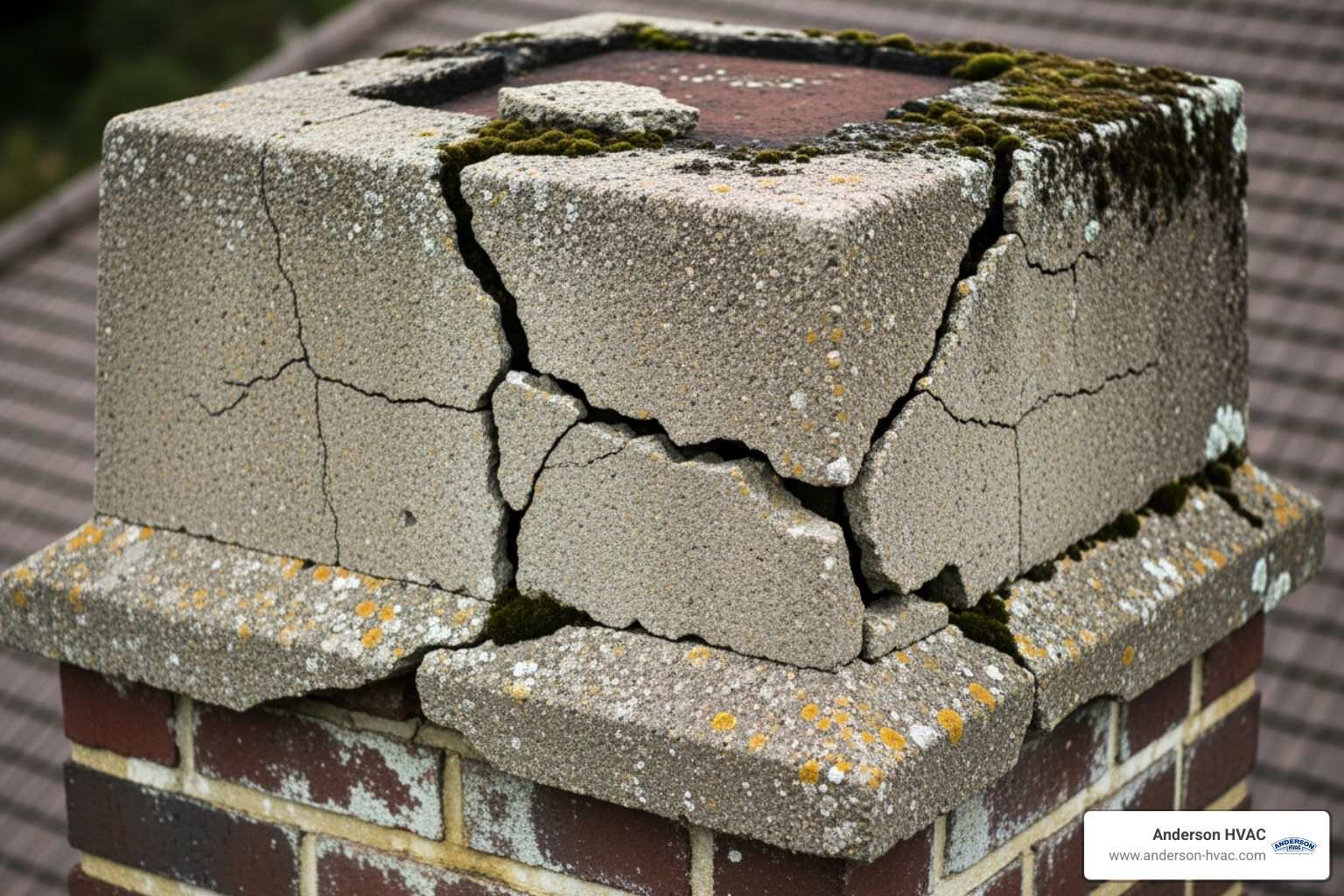cracked chimney crown - chimney company near me