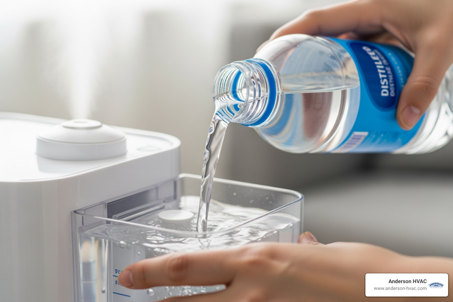 person pouring distilled water into humidifier - humidifier pad replacement person pouring distilled water into humidifier - humidifier pad replacement