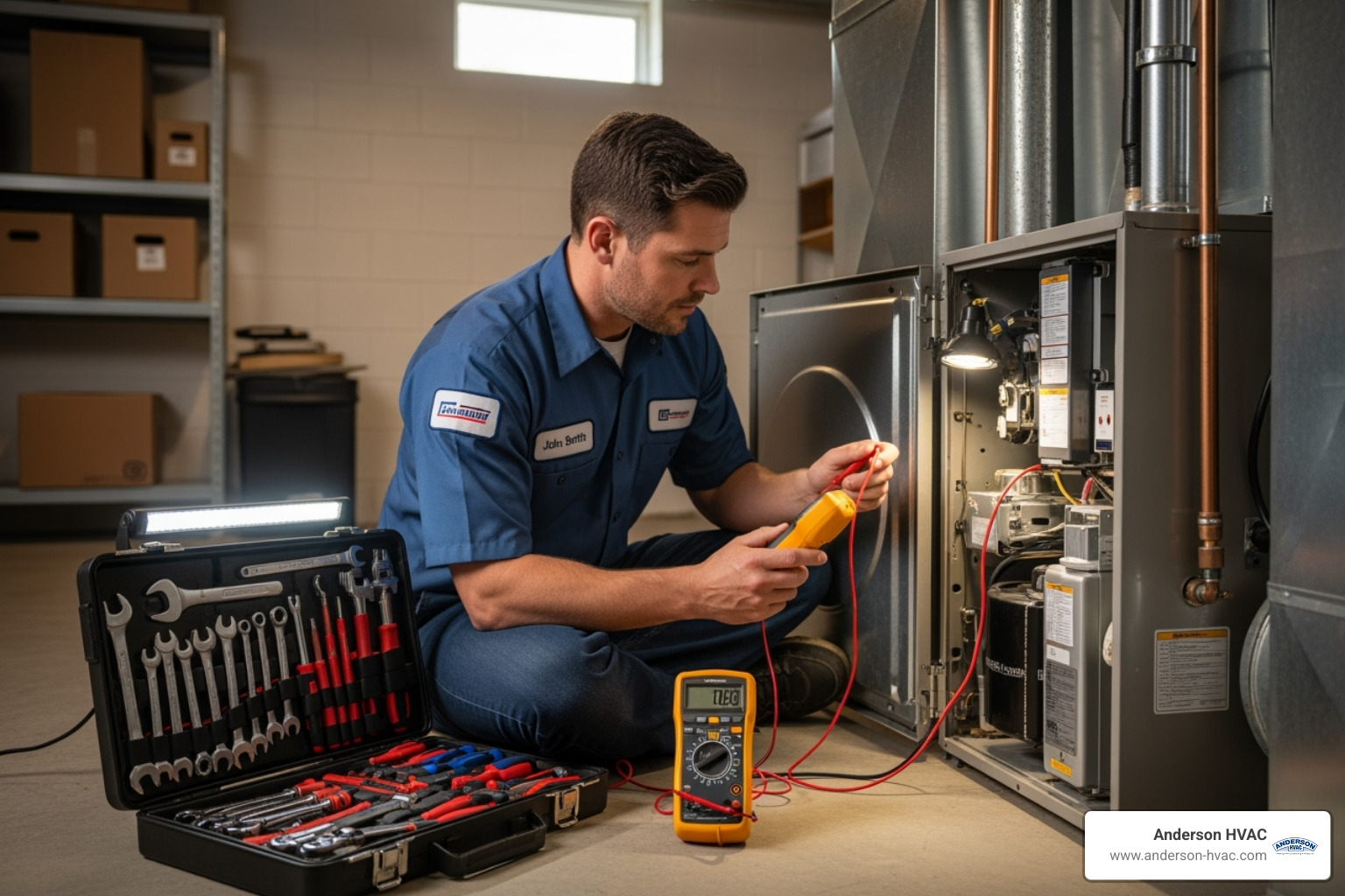 technician professionally servicing a furnace - certified heating technician in brigham city, ut technician professionally servicing a furnace - certified heating technician in brigham city, ut