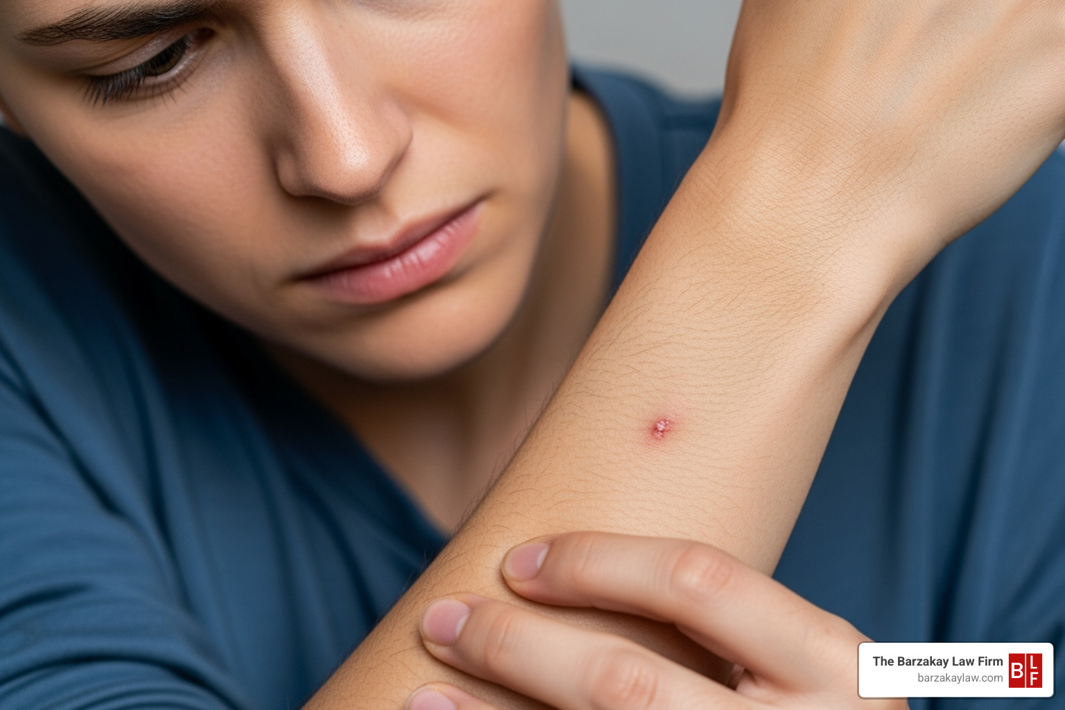 person checking their arm for scrapes after a minor fall - personal injury motorcycle
