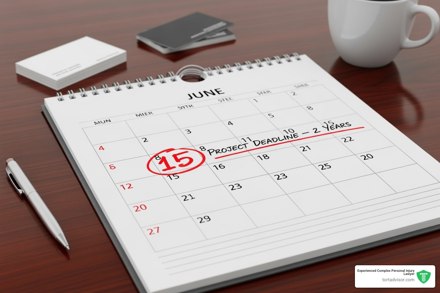 calendar with a two-year deadline circled - car accident lawyers