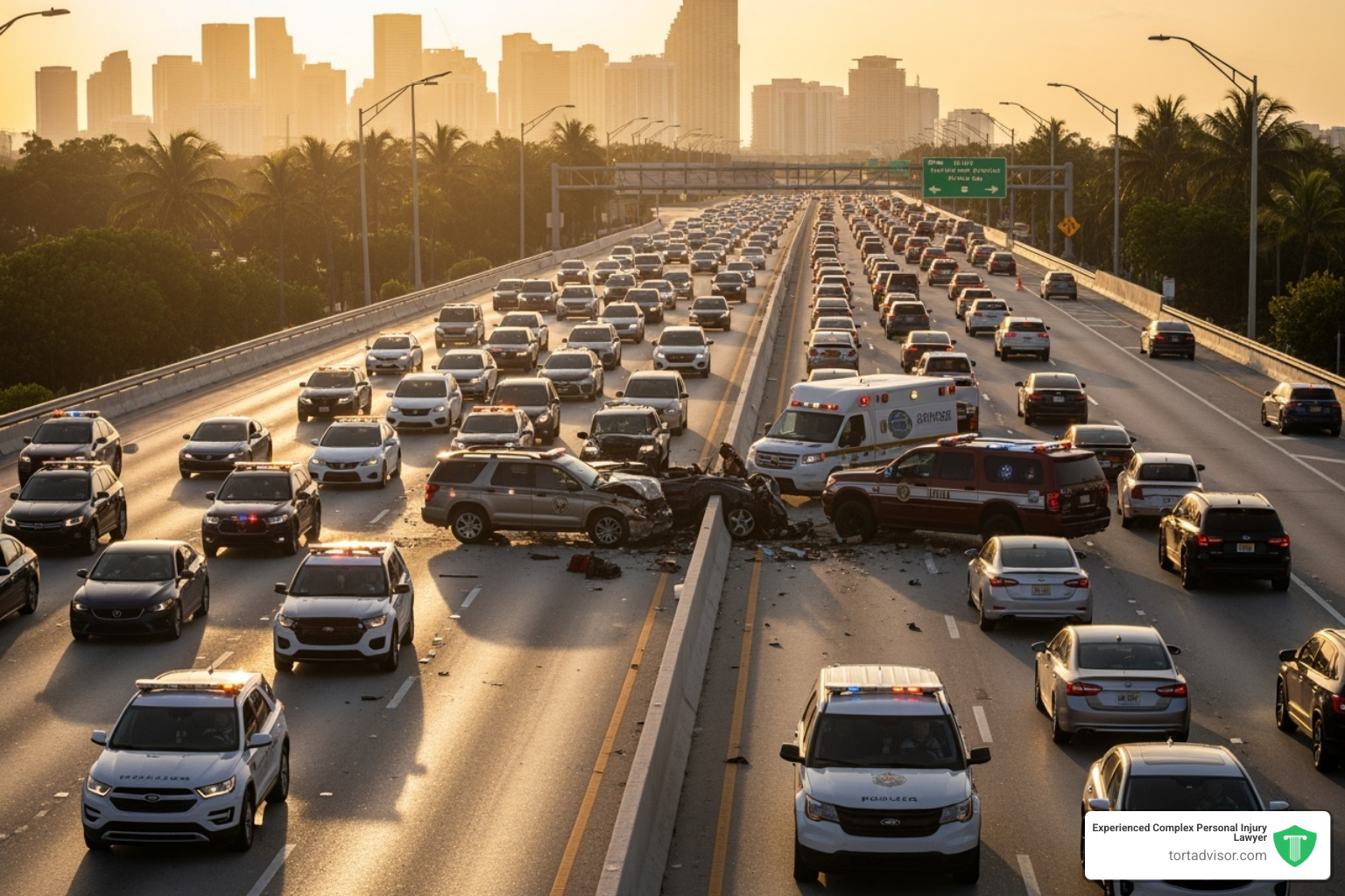 Multi-car pile-up on a busy Miami highway - personal injury lawyer Miami